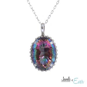 Milgrain Pendant with Genuine Gemstone & 16" Chain